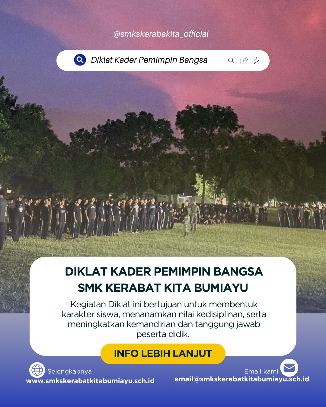 SMK Kerabat Kita Bumiayu Gelar Diklat Generasi Pemimpin Bangsa di Yonif 407 Padmakusuma Tegal
